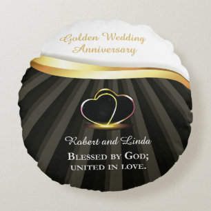 Coussins Ronds Cinquantième anniversaire de mariage religieux dor