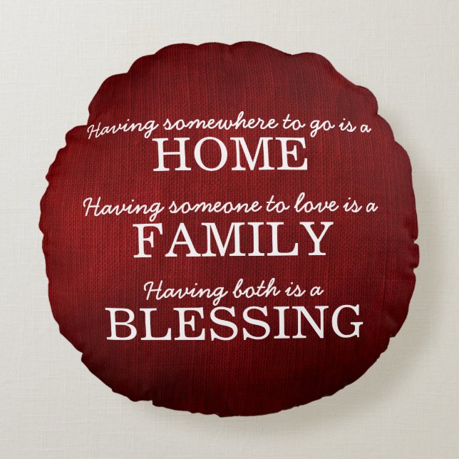 Coussins Ronds Citation de motivation de famille de typographie (Devant)