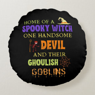 Coussins Ronds Citation D'Halloween Familiale Avec L'Araignée Dia