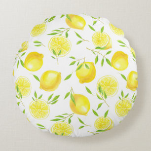 Coussins Ronds Citrons et feuilles