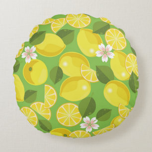 Coussins Ronds Citrus citron sans soudure arrière - plan motif