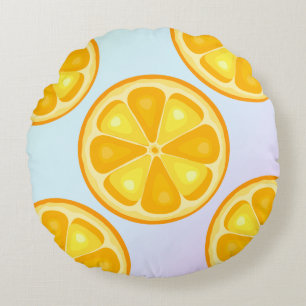 Coussins Ronds Citrus TROPICAL SUMMER FRUIT Orange citrons tranch