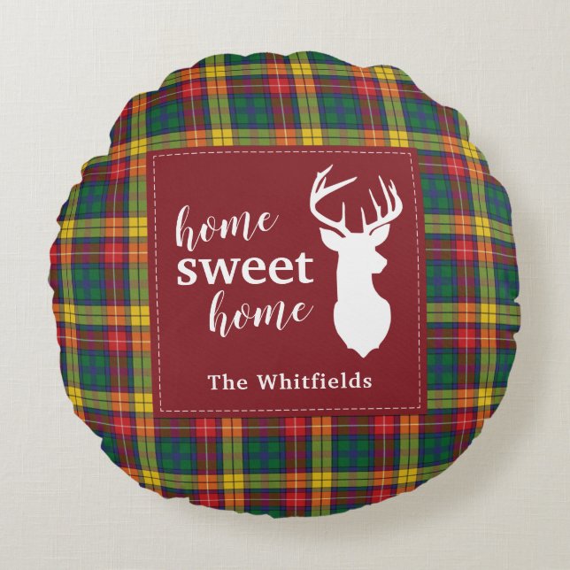 Coussins Ronds Clan de Noël personnalisé Clan Buchanan Plaid (Devant)