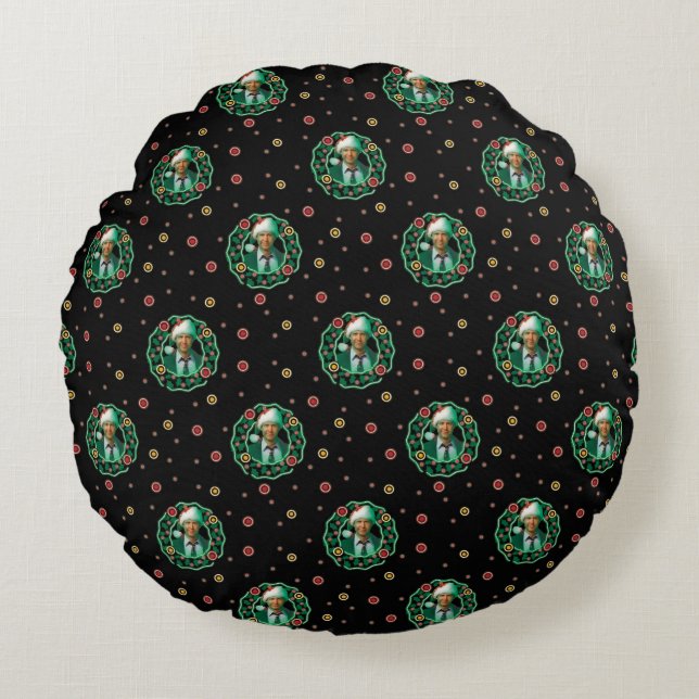 Coussins Ronds Clark Griswold Motif de la couronne de Noël (Devant)