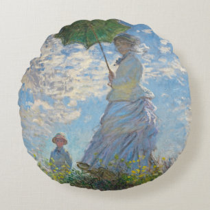 Coussins Ronds Claude Monet   Femme avec un parasol