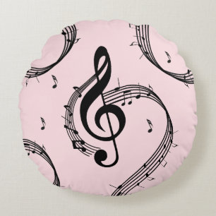 Coussins Ronds Climacic G Clef Music Rose