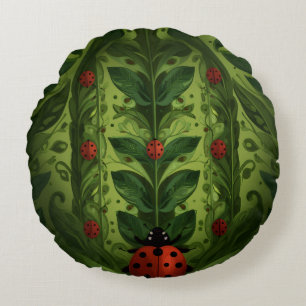 Coussins Ronds Coccinelle mignonne et oreiller rond à plantes ver