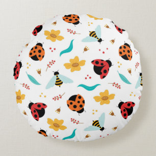 Coussins Ronds Coccinelles Abeilles Floral Mignon Confort Style M