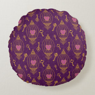 Coussins Ronds Coeur-clé-motif
