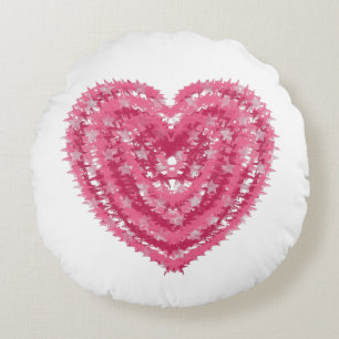 Coussins Ronds Cœur Moderne de Confettis Roses Art de la Saint-