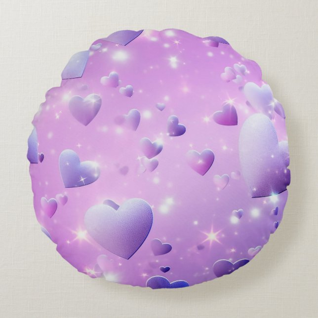Coussins Ronds Coeur pourpre brillant (Devant)