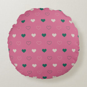 Coussins Ronds Cœur simple mignon sans couture rose / vert