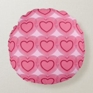 Coussins Ronds Coeurs Abstraits modernes - Azalea rose