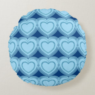 Coussins Ronds Coeurs Abstraits modernes - Ciel bleu et Cobalt