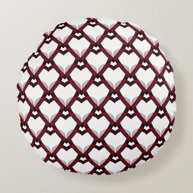 Coussins Ronds Coeurs noirs rouges (Devant)