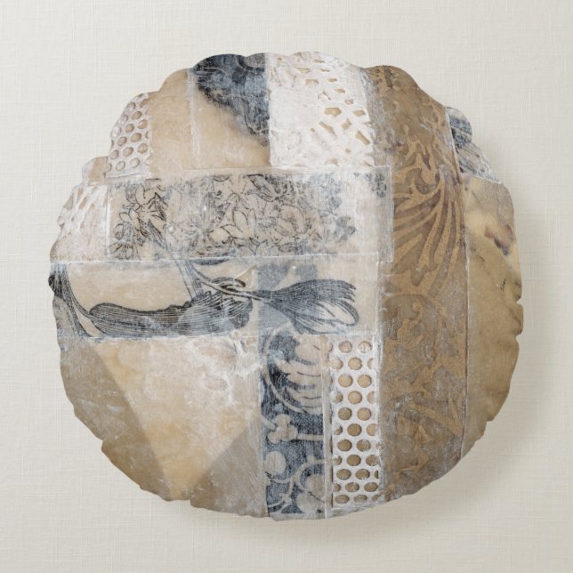 Coussins Ronds Collage de dentelle I (Devant)