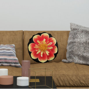 Coussins Ronds Collarette orange et jaune Dahlia Floral
