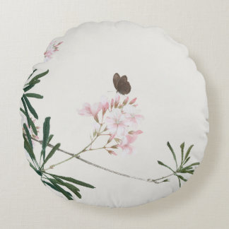 Coussins Ronds Collection de gravures d'art naturel Ju Lian