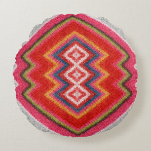 Coussins Ronds Coloré alpaga mohair sweater ornement closeup.