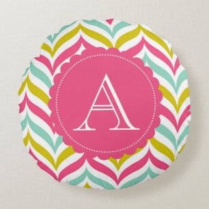 Coussins Ronds Coloré de bonbons Chevron Waves Monogram Round