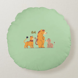 Coussins Ronds Colorful Animal Print Throw Pillow