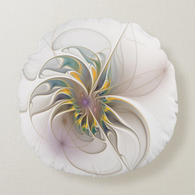 Coussins Ronds Colorful fractal ornament. Flower art (Devant)