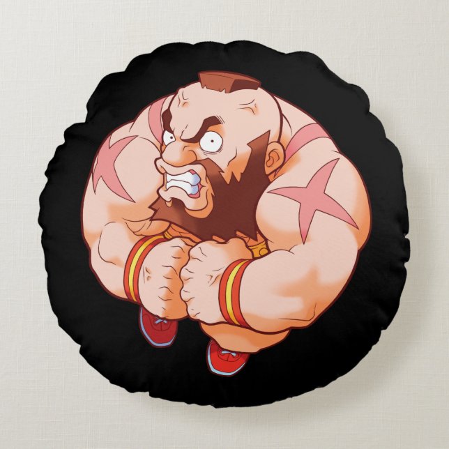 Coussins Ronds Combattant Zangief de poche (Devant)