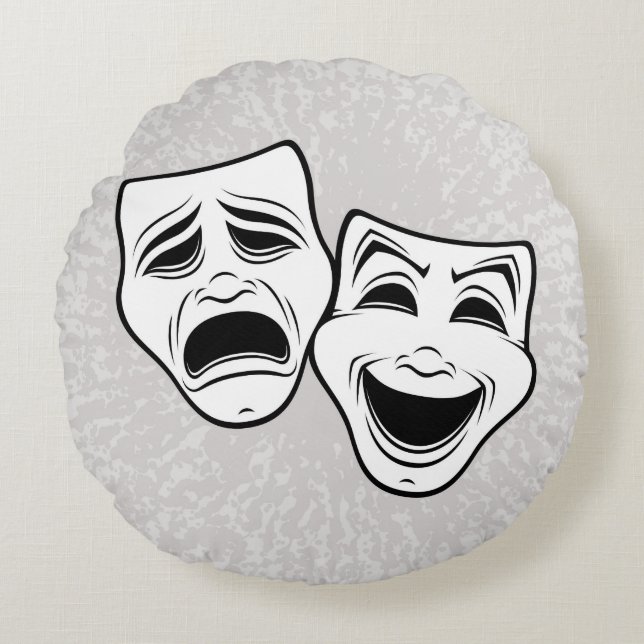 Coussins Ronds Comédie Et Tragédie Théâtre Masque La Ligne Noire (Devant)