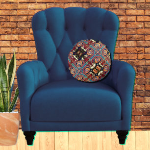 Coussins Ronds Conception Abstraite de tapis d'époque orientale E