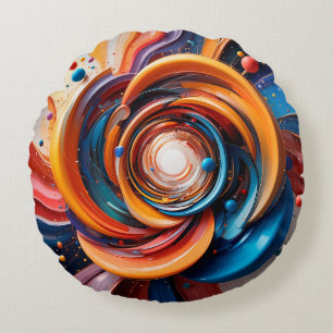 Coussins Ronds Conception colorée abstraite tourbillonnante