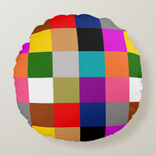 Coussins Ronds Conception de blocs de couleur gras multicolores