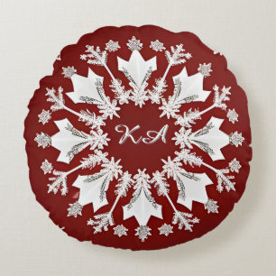 Coussins Ronds Conception de flocon de neige de Noël