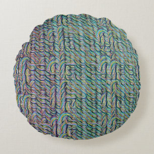 Coussins Ronds Conception de motif de vague abstrait psychédéliqu