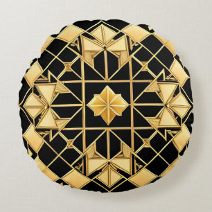 Coussins Ronds Conception de motif géométrique doré élégant