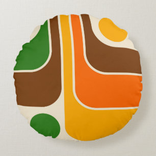 Coussins Ronds Conception géométrique du style rétro de la mi-ann