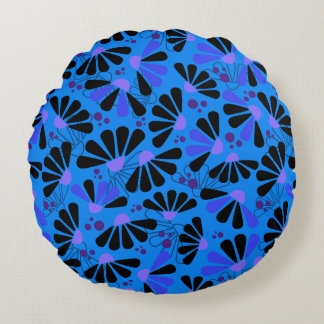 Coussins Ronds Confetti de fleurs sur Paradise Blue