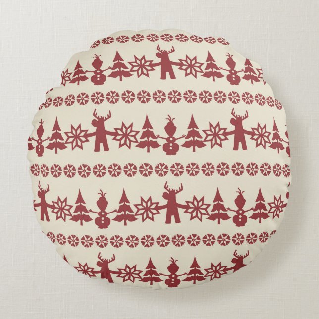 Coussins Ronds congelé| Motif des voeux d'hiver (Devant)