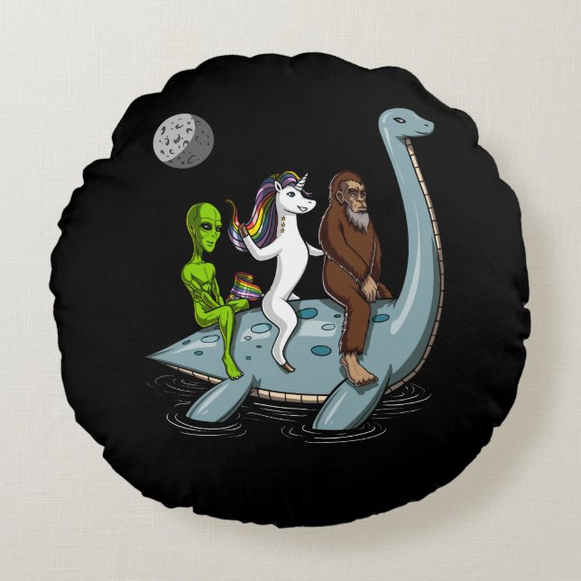 Coussins Ronds Conspiration Bigfoot Loch Ness Monster Water Ski (Devant)