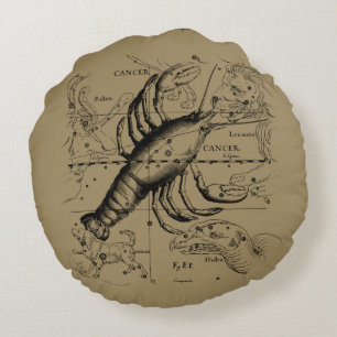 Coussins Ronds Constellation du cancer par Hevelius vers 1690