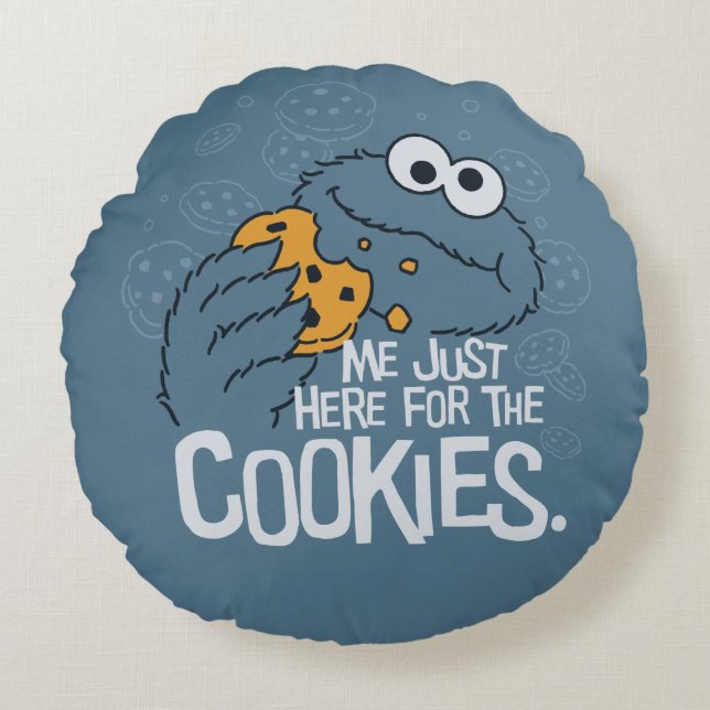Coussins Ronds Cookie Monster | Me Just Here for the Cookies (Devant)