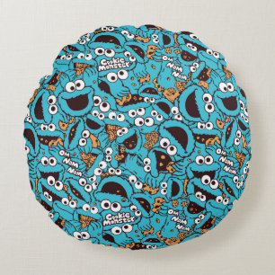 Coussins Ronds Cookie Monster   Nom Nom Nom Nom Motif
