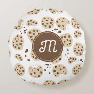Coussins Ronds Cookies à chips chocolat Motif Monogramme