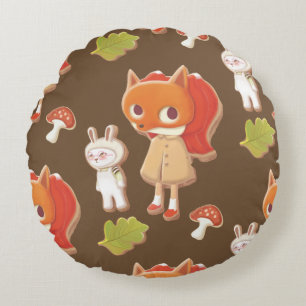 Coussins Ronds Cookies décorés par des animaux de bois