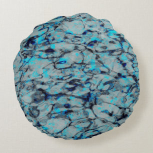 Coussins Ronds Cool, art numérique moderne d'aquarelle bleue