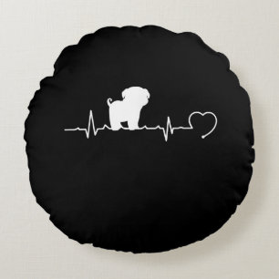 Coussins Ronds Cool Carlin Chien race Heartbeat Chiot