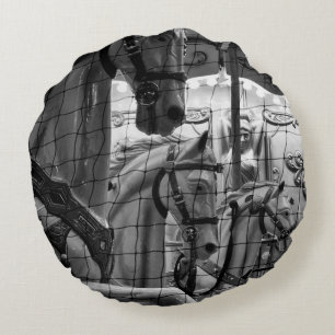 Coussins Ronds Cool, urbain, photo moderne de chevaux de carrouse