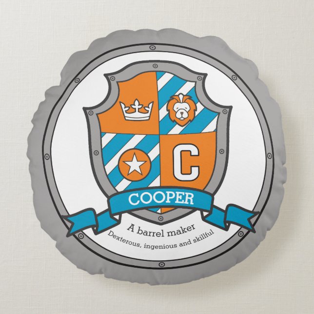 Coussins Ronds Cooper lettre C nom signifiant bouclier héraldique (Devant)