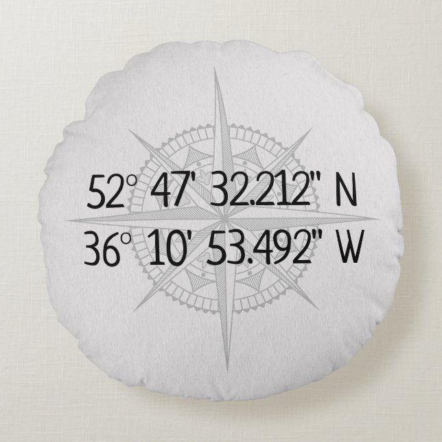 Coussins Ronds Coordonnées de base GPS Compass (Devant)