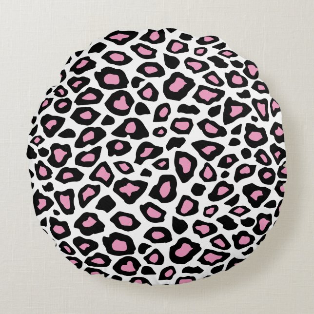 Coussins Ronds Copie rose et noire et blanche de Jaguar (Devant)
