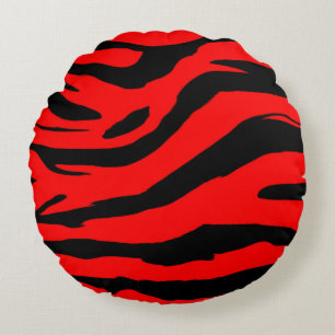 Coussins Ronds Copie rouge lumineuse de zèbre